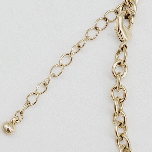 Contemporary Statement Collar Necklace Triangular Stations White Stones Opaline - Picture 5 of 6